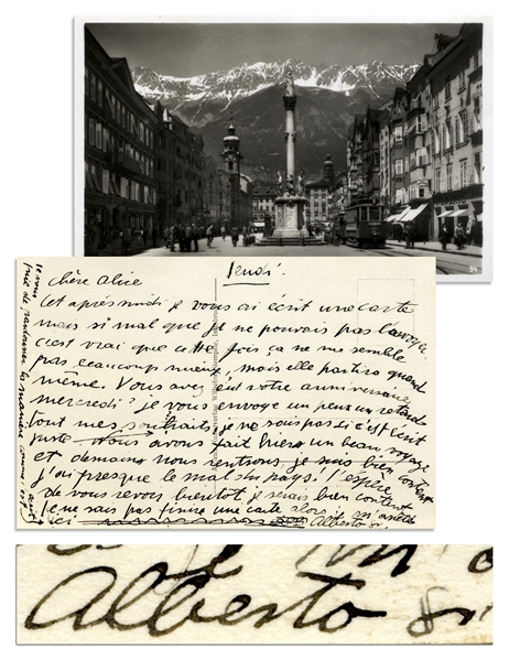 Rare Alberto Giacometti Autograph Letter Signed -- ''...I'm almost homesick!...''